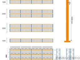 6x13,7m, 5m, 30 Rahmen, McPalettenregal 144 Traversen  3300 Feldbr. TOTAL-REGAL