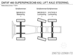 DAF XF 460 SUPERSPACECAB 6X2, LIFT AXLE STEERING,