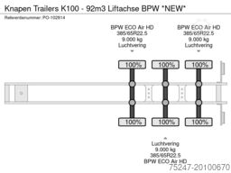 Knapen Trailers K100 - 92m3 Liftachse BPW *Nieuw / Neu*