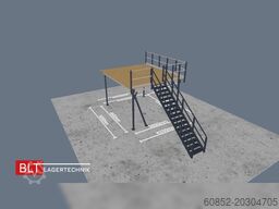 21,25 m² Lagerbühne + Treppe 500 kg/m² Geländer an zwei Seiten, Oberkante 300cm