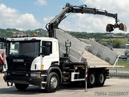 SCANIA P 410 Kipper 5,05m * KRAN/FUNK + BORDMATIC *6x4