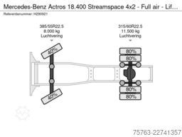 Mercedes-Benz Actros 18.400 Streamspace 4x2 - Full air - Lift...