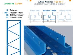 TOTAL-REGAL - 4,5 m hoch, 14,1 m lang McPalettenregal - 6 Rahmen, 30 Traversen