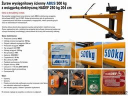ABUS 500 kg 204 cm z wciągarką elektryczną HADEF 250 kg
