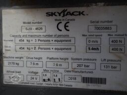 SkyJack SJ4626 ELECTRIC, 10M WORKING HEIGHT, 454KG CAPACIT
