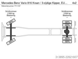 Mercedes-Benz Vario 816 Kraan / 3-zijdige Kipper, EURO 5
