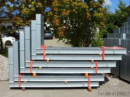 4 Stück Kragarmregal-Ständer einseitig Höhe 2,6 m / Nutztiefe 1 m / Länge 4 m