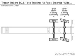Tracon Trailers TO.S 1518 Tautliner / 2-Axle / Steering / Sideb...