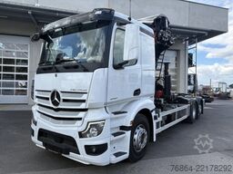 MERCEDES-BENZ ACTROS 2551 6X2, PALFINGER-ABROLLKIPPER MIT SCHROTTKRAN,  LENK-LIFTACHSE, EURO 6