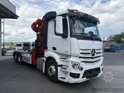 MERCEDES-BENZ ACTROS 2551 6X2, PALFINGER-ABROLLKIPPER MIT SCHROTTKRAN,  LENK-LIFTACHSE, EURO 6