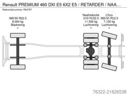 Renault PREMIUM 460 DXI E5 6X2 E5  / RETARDER /  NAAFRE...