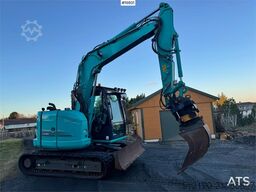 Kobelco SK75SR-3E crawler excavator with rototilt, 4 bucke