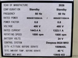 Cummins KTA38-G5 - 1100 kVA Generator 50/60Hz - DPX-18813
