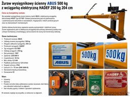 ABUS 500 kg 204 cm z wciągarką elektryczną HADEF 250 kg ABUS 500 kg 204 cm z wciągarką elektryczną HADEF 250 kg