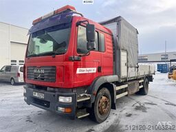 MAN TGM 18.280 flatbed truck. 87,000 km! WATCH VIDEO