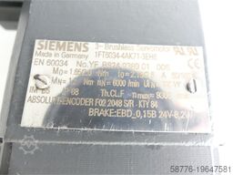 Siemens 1FT6034-4AK71-3EH6 Synchronservomotor SN: YF R624 9389 01 006