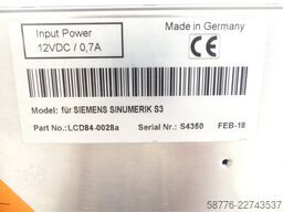 Siemens SINUMERIK S3 TFT Monitor LCD84-0028a SN:S4350