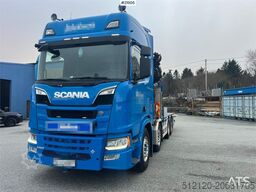 Scania R580 8x2 crane truck w/ 95t/m hmf crane, jib, winc
