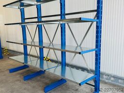 ca. 3,15 lfm. Kragarmregal mit Fachböden H: 250cm 140 kg/Arm META Multistrong