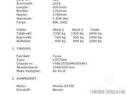  Tysse / Nomek  1500 L Edelstahl  Sauganhänger