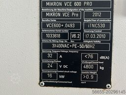 Mikron VCE 600 PRO BJ 2012