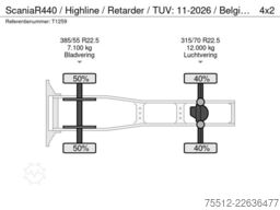 Scania R440 / Highline / Retarder / TUV: 11-2026 / Bel...