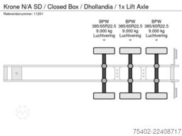 Krone N/A SD / Closed Box / Dhollandia / 1x Lift Axle