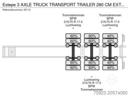 Estepe 3 AXLE TRUCK TRANSPORT TRAILER 280 CM EXTENDABLE