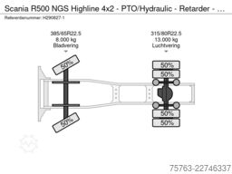Scania R500 NGS Highline 4x2 - PTO/Hydraulic - Retarde...