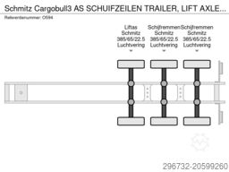 Schmitz Cargobull 3 AS SCHUIFZEILEN TRAILER, LIFT AXLE, TAIL LIFT