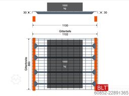 Auflagegitter für Palettenregale 270x110 cm ,1000kg pro Gitter , 3-Teilig