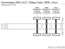 Groenewegen DRO-12-27 / Plateau Trailer / BPW + Drum