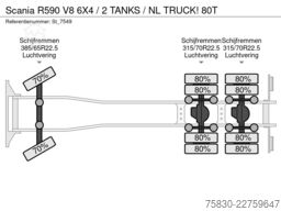 Scania R590 V8 6X4 / 2 TANKS / NL TRUCK! 80T