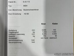 WEWIRA WSH 270x3000 Säulenschwenkkran