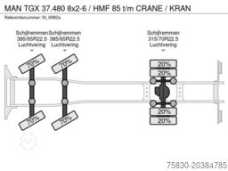 MAN TGX 37.480 8x2-6 / HMF 85 t/m CRANE / KRAN