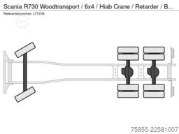 Scania R730 Woodtransport / 6x4 / Hiab Crane / Retarde...