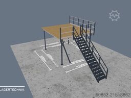 21,25 m² Lagerbühne + Treppe 500 kg/m² Geländer an zwei Seiten, Oberkante 300cm