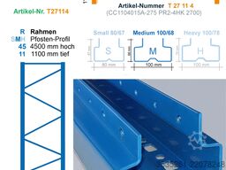 2 x 11,2 m Palettenregale, 4,5 m hoch 3 Trav.-Eb. (3600) 3t, McPalettenregal