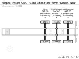 Knapen Trailers K100 - 92m3 Liftas Floor 10mm *Nieuw / Neu*