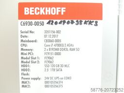Beckhoff C6930-0050 Schaltschrank-Industrie-PC SN:3351156-002