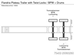 Flandria Plateau Trailer with Twist-Locks / BPW + Drums