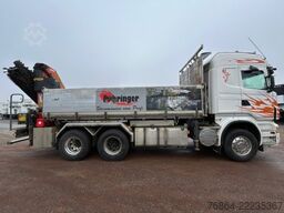SCANIA R560CB 6X4 ZWEISEITENKIPPER MEILLER,  PALFINGER KRAN PK34002-SH, E5