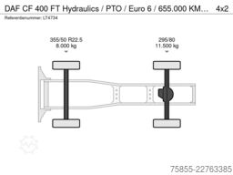 DAF CF 400 FT Hydraulics / PTO / Euro 6 / 655.000 K...