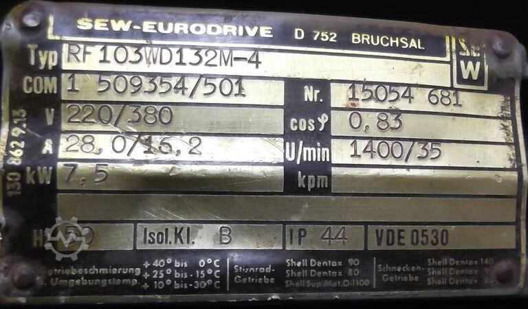 Электродвигатель 7,5 кВт 1400 об/мин. SEW RF103WD132M-4