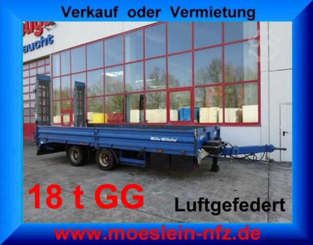 Low loader trailer Müller Mitteltal ETUE-TA 18,0  18 t GG Tandemtieflader
