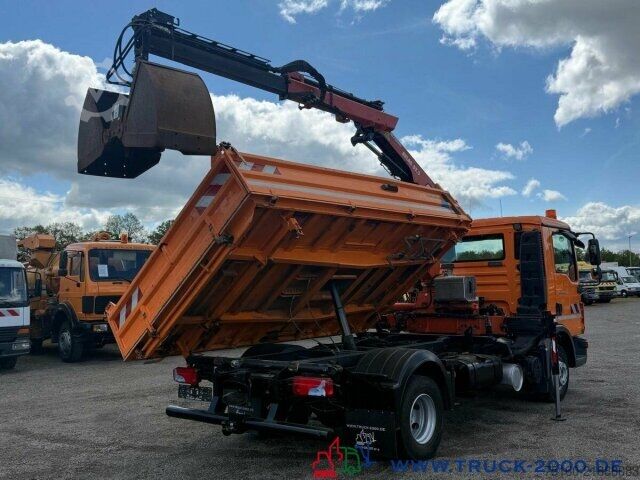Three-sided tipper truck MAN TGL 12.220 Meiller Atlas Kran 5+6 Steuerk 146TKM