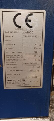 横型マシニングセンタ Mori Seiki NH 4000