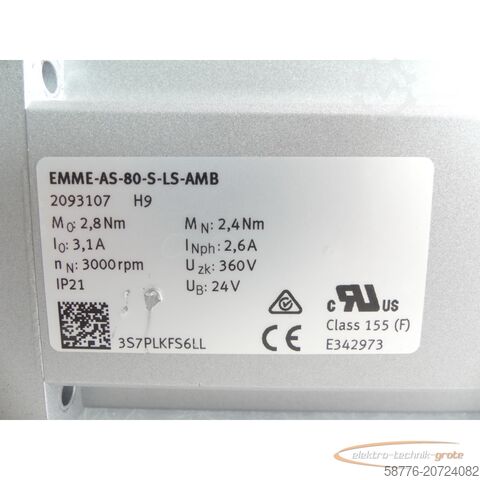 Festo komponentas Festo EMME-AS-80-S-LS-AMB Servomotor 2093107 H9 SN: 3S7PLKFS6LL