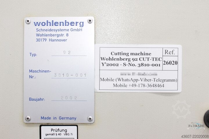 Wohlenberg 92 CUT-TEC