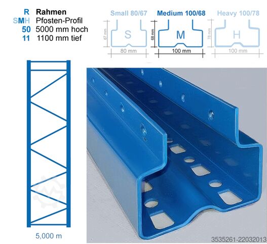 Kệ để pallet 6x13,7m, 5m, 30 Rahmen, McPalettenregal 144 Traversen  3300 Feldbr. TOTAL-REGAL